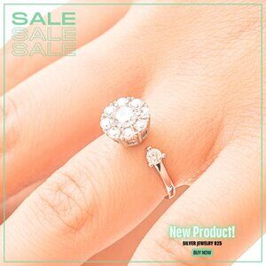 Astro Rotating Silver Ring for women and rhodium plating, it is adjustable.